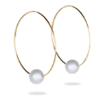 Vincent Peach Tahitian Pearl and Gold Hoops || https://tworeddogs.com