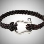 Vincent Peach Braided Leather Shackle Bracelet || https://tworeddogs.com