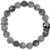 King Baby 10MM Labradorite Beads with Silver Skull || https://tworeddogs.com