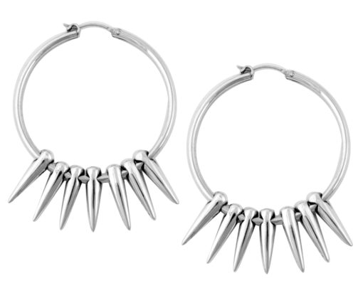 King Baby Hoop Earrings with Many Spikes || https://tworeddogs.com