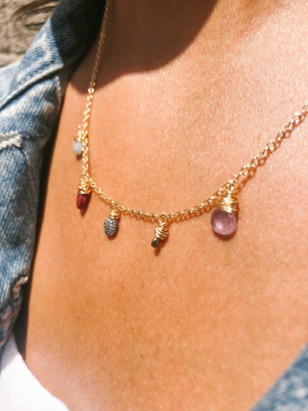 Mixed Stone and Pavé Diamond Multi Drop Necklace || https://tworeddogs.com