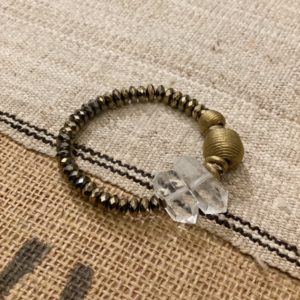 Double Spiked Crystal and Pyrite Bracelet || https://tworeddogs.com
