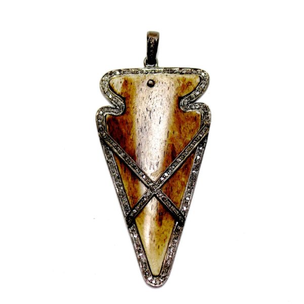 Bone Arrow Pendant with Micro Set Diamonds || https://tworeddogs.com